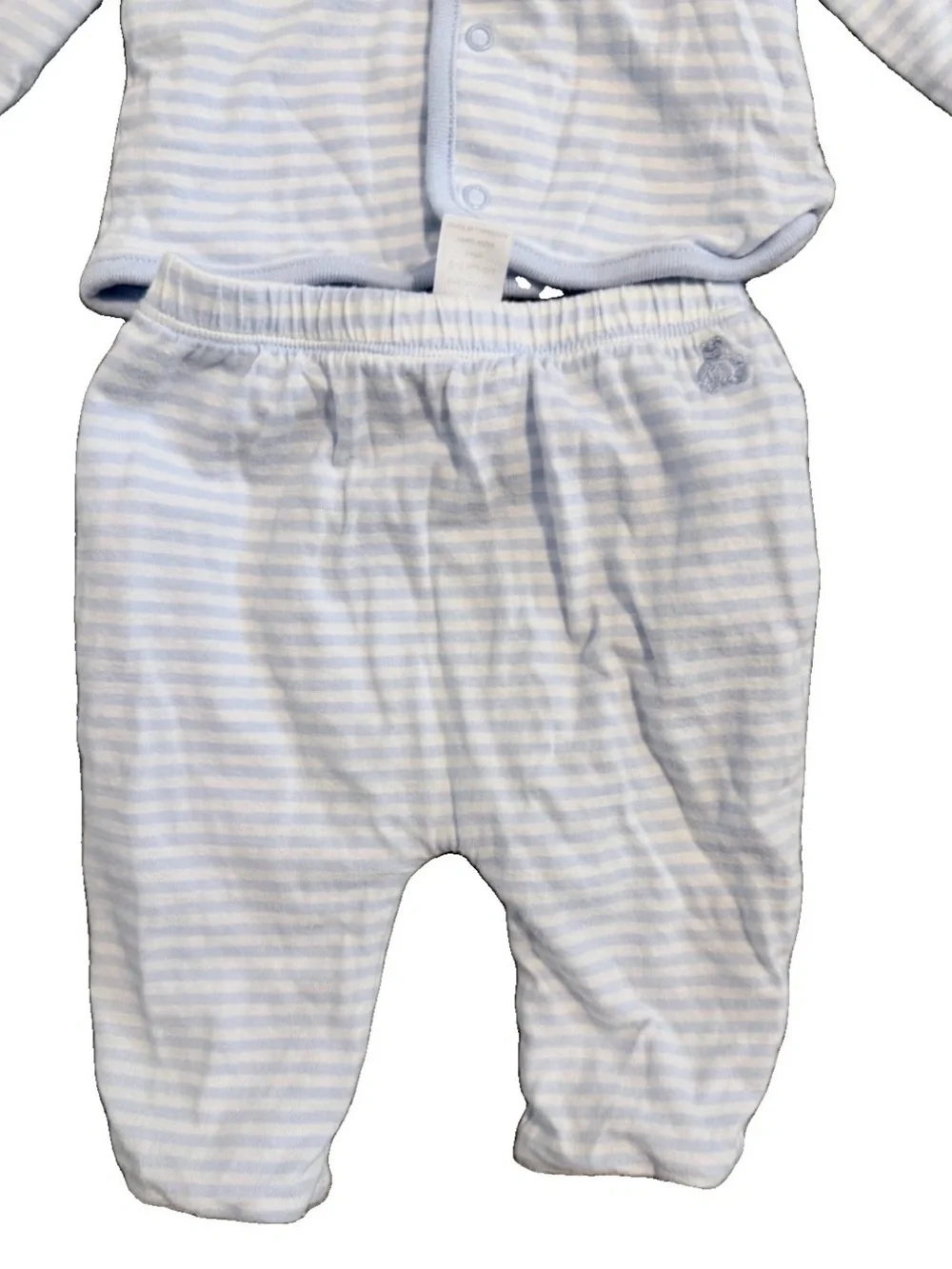 GAP Baby 0-3 Month Button Hoodie & Pant Blue Striped Reversible Set, NWOT
